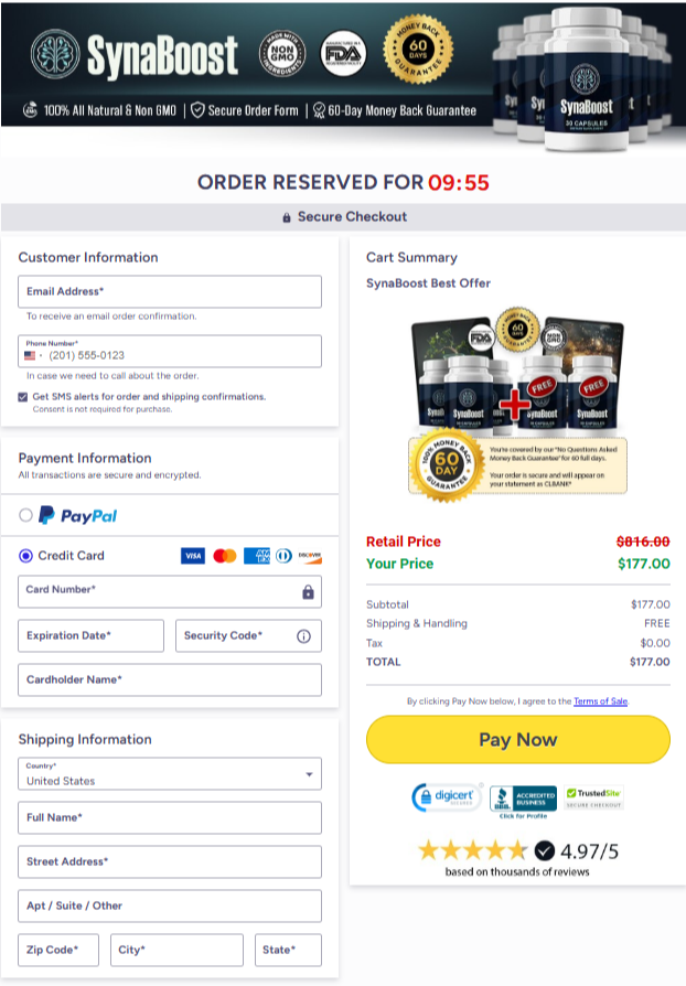 SynaBoost Official Website Secure Order Page